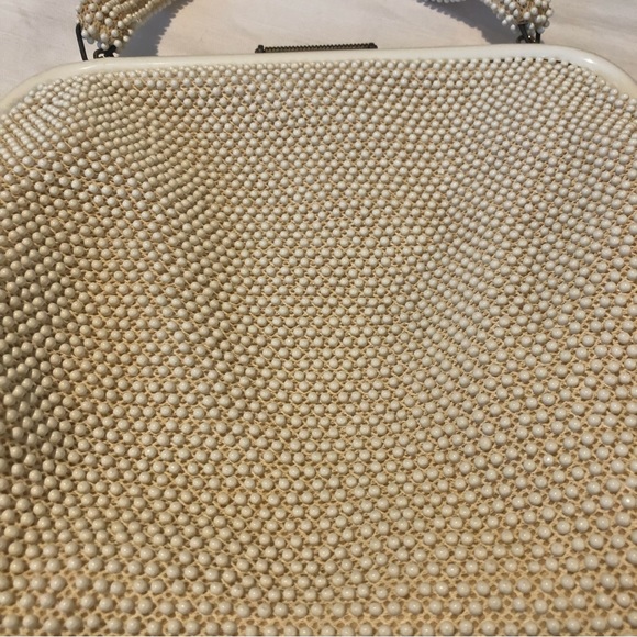 Vintage 1950s Reversible Cottagecore Ivory Floral Beaded Handbag - Picture 10 of 12